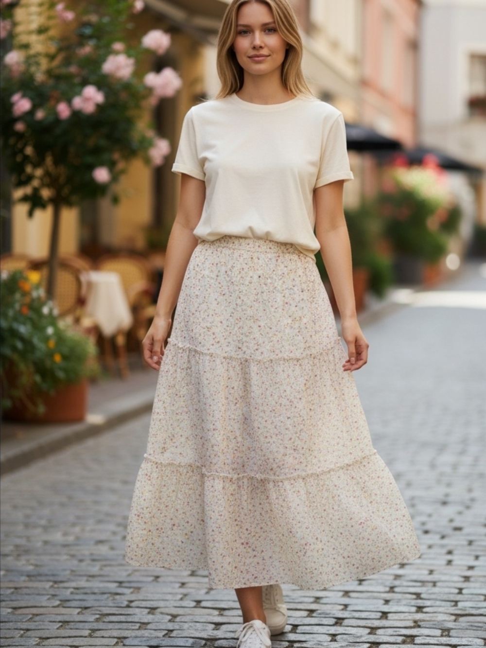 Brandy Melville Pretty Spring Floral Tiered Maxi Skirt. NWOT. Size 3.